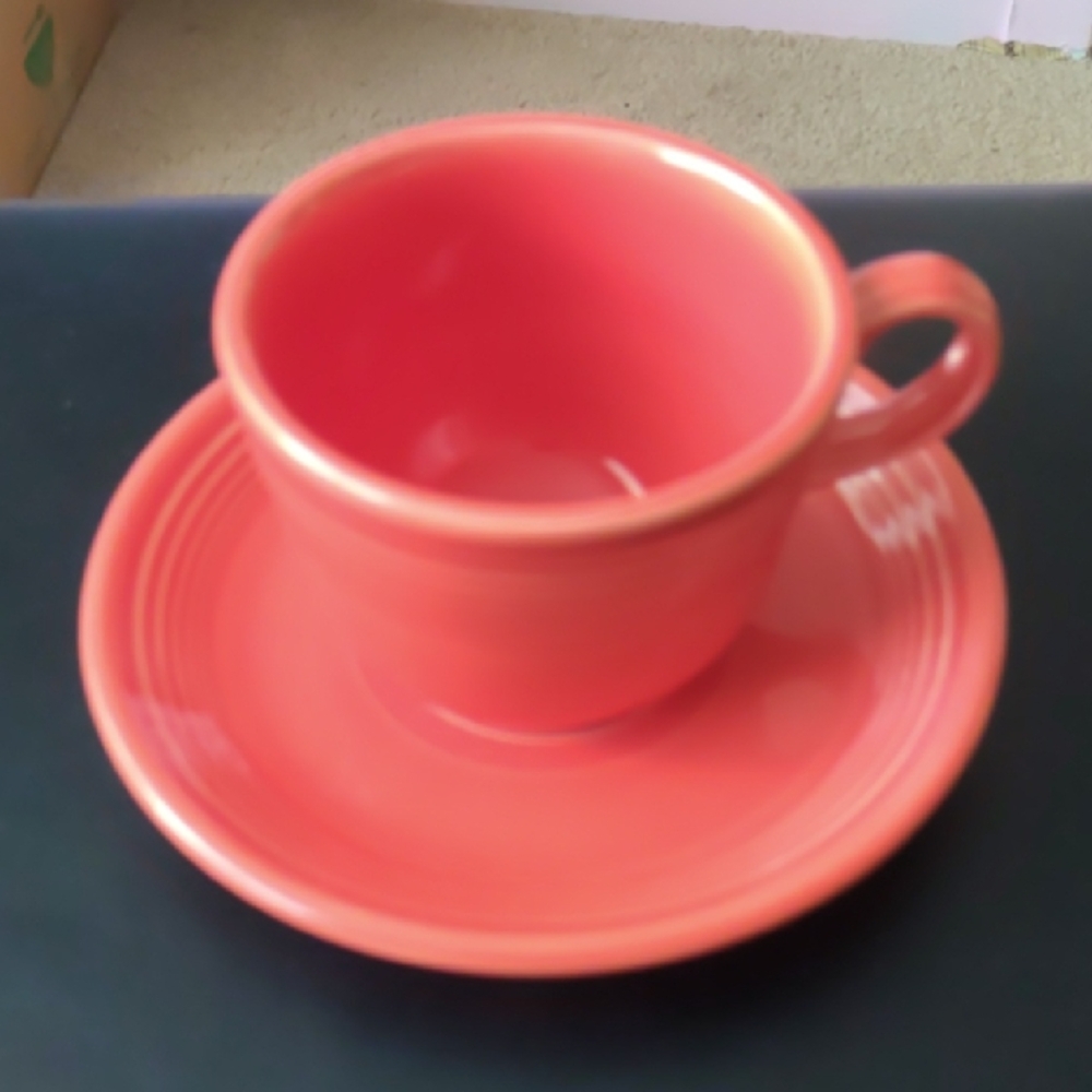 Fiestaware Vibrant Coral Cup and Saucer